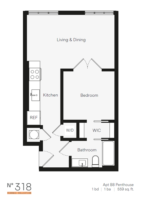 B8 One Bedroom / One Bath (Phase One). The Rigsbee Collection. Durham, NC.
